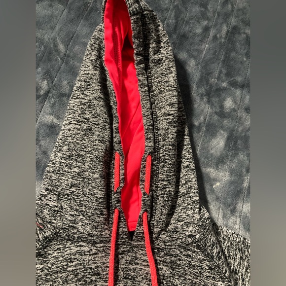 J. America Ladies' Cosmic Poly Contrast Hooded Pullover Sweatshirt Gray Sz M - Picture 6 of 9